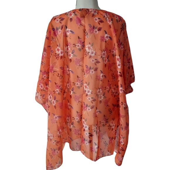 Steve Madden Orange Floral Packable Summer Beach Hat Swimsuit Cover Wrap set NWT - Picture 6 of 8